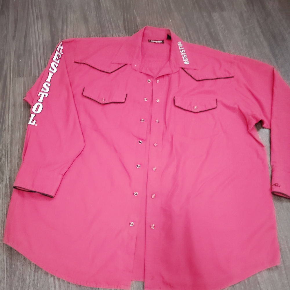 Resistol Men's PRB Red Pearl Snap Button Down Shirt